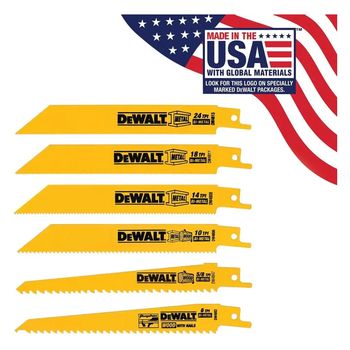 DeWalt Hojas para Sierra Sable Metal/Madera (6 un) DW4856 1
