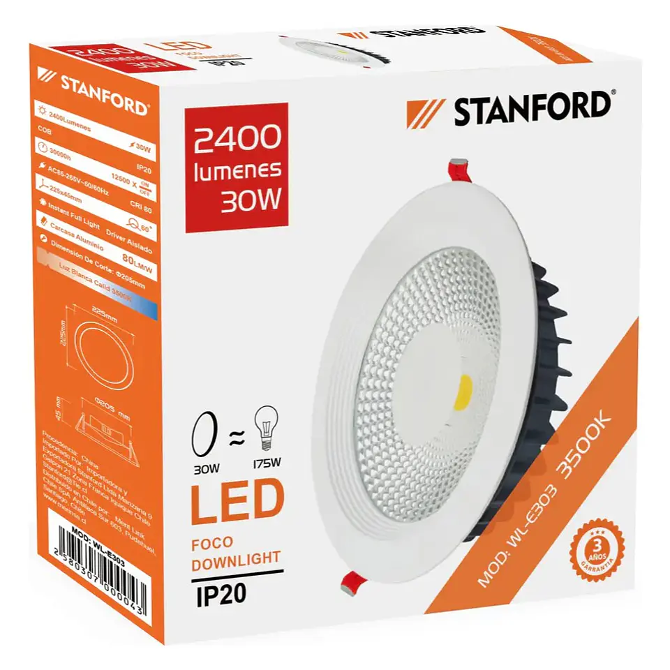 Foco Downlight 20W 3500K (3 Anos) Stanford 1