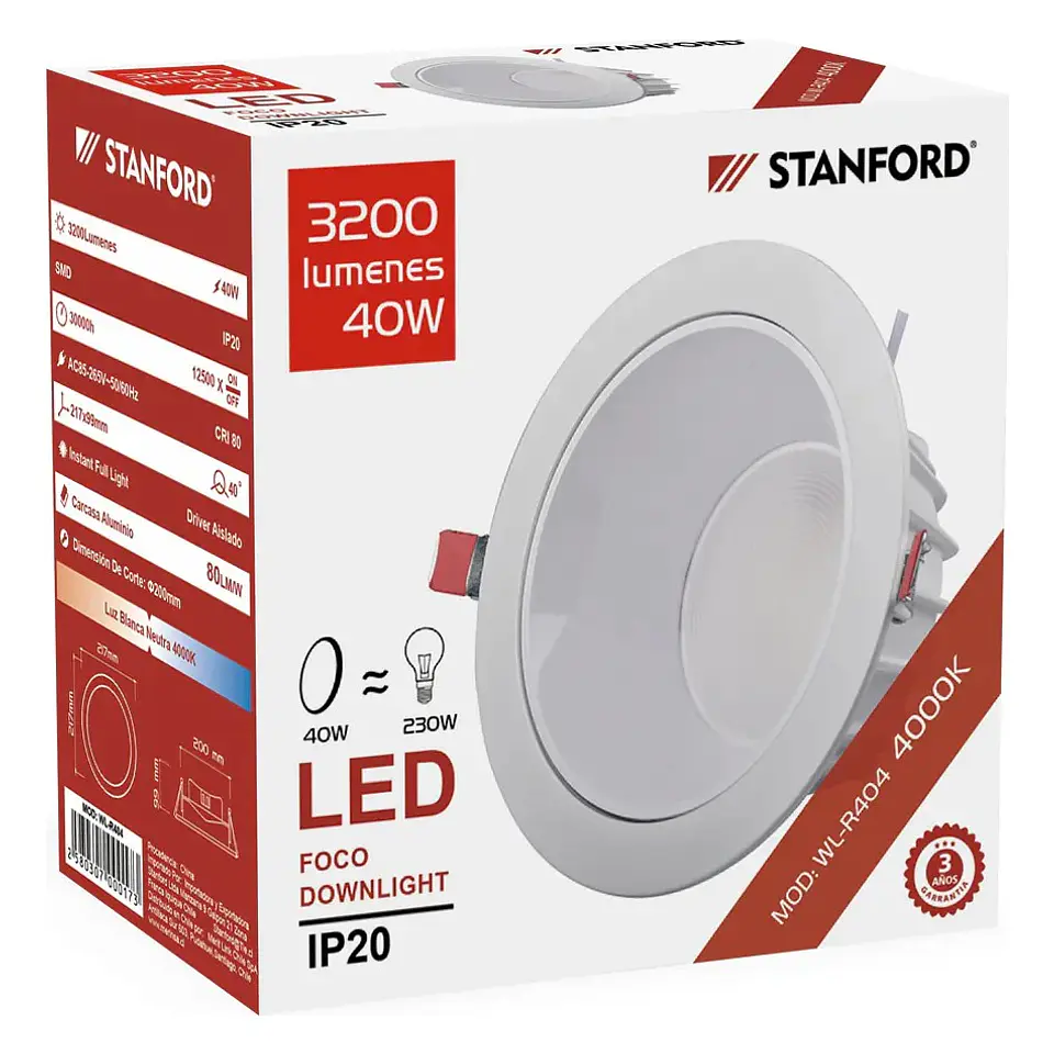 Foco Downlight 40W 4000K (3 Anos) Stanford 1