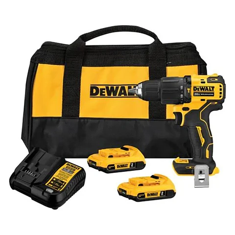 Taladro Percutor Atomic 20V DeWalt - 2 Baterías de 2.0Ah + Cargador + Bolso de Traslado