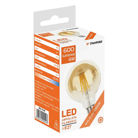 Ampolleta LED Globo Vintage 6W 2500K E27 Stanford