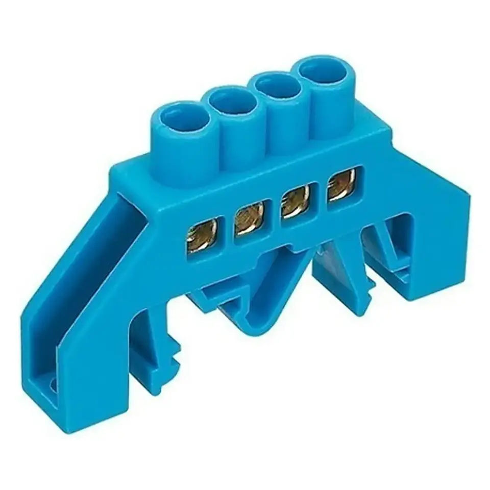 Barra Aisl de Conx Azul 4 Polos P/riel Din 35MM Stanford 1