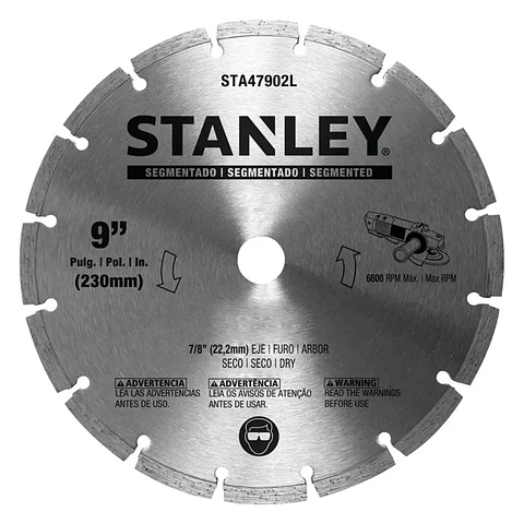 Disco Diamantado Segmentado Ø 9'' Eje 5/8''-7/8'' Stanley