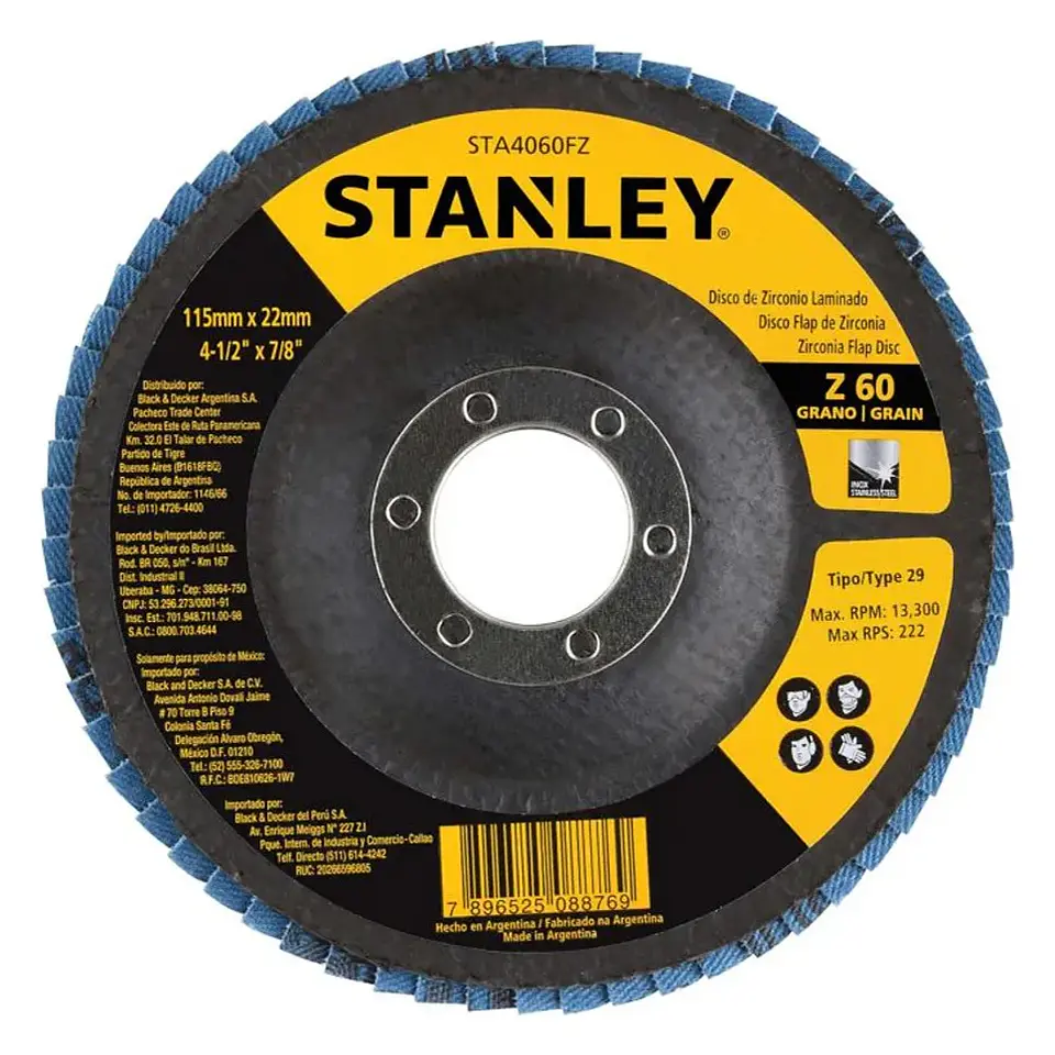 Disco Lija Traslapado Zirconia 4,5'' Z60 Stanley 1