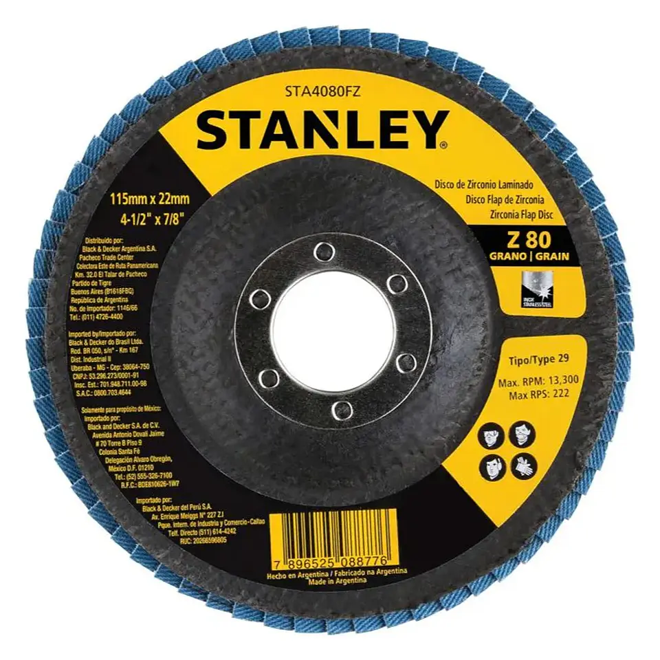 Disco Lija Traslapado Zirconia 4,5'' Z80 Stanley 1