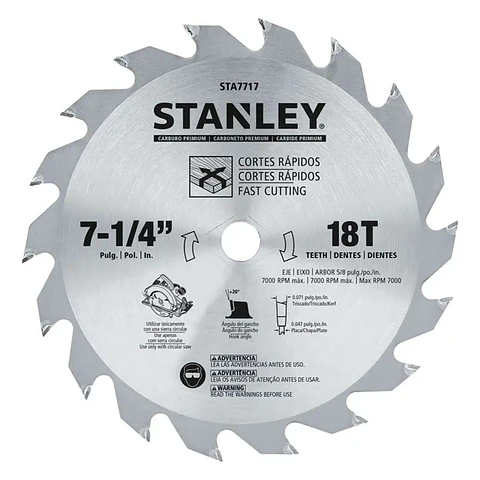 Disco Sierra 7-1/4" 18 Dientes Eje 5/8" Stanley