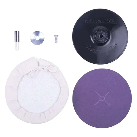 Kit para Pulir y Lijar Ø 125 Mm con Disco, Bonete, Arandelas y Lija (ex U1450) Black+Decker