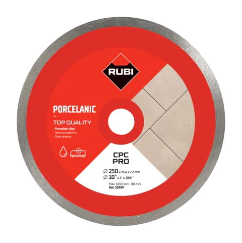Disco Diamantado Continuo CPC 250 mm Pro para Porcelanato · Rubi