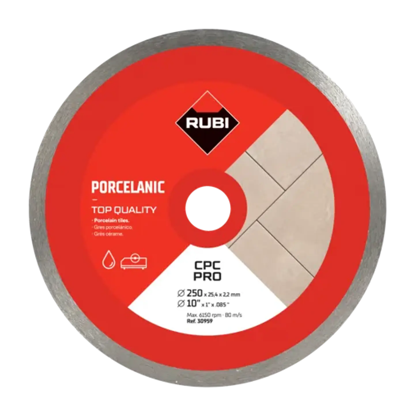 Disco Diamantado Continuo CPC 250 mm Pro para Porcelanato · Rubi 2