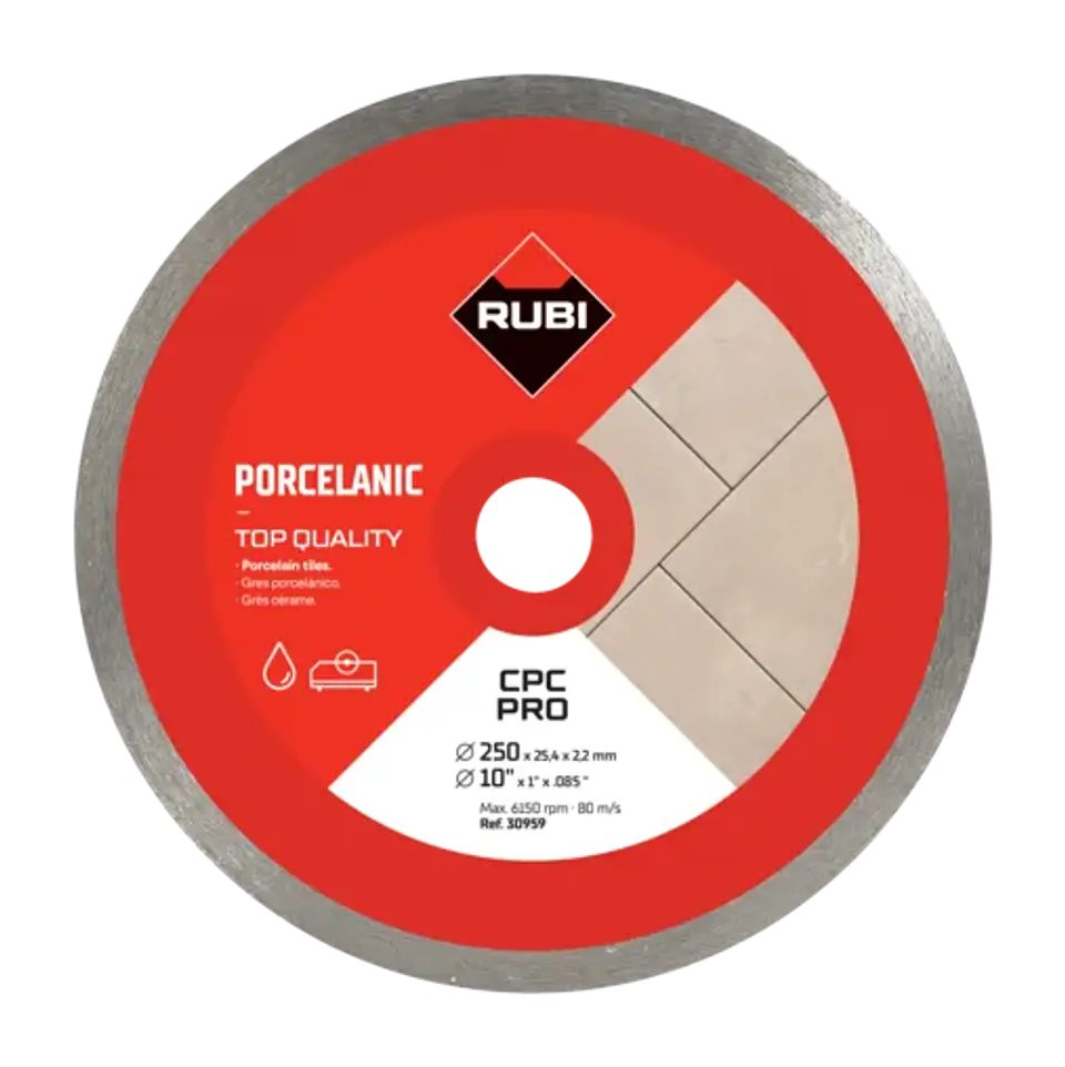 Disco Diamantado Continuo CPC 250 mm Pro para Porcelanato · Rubi 2