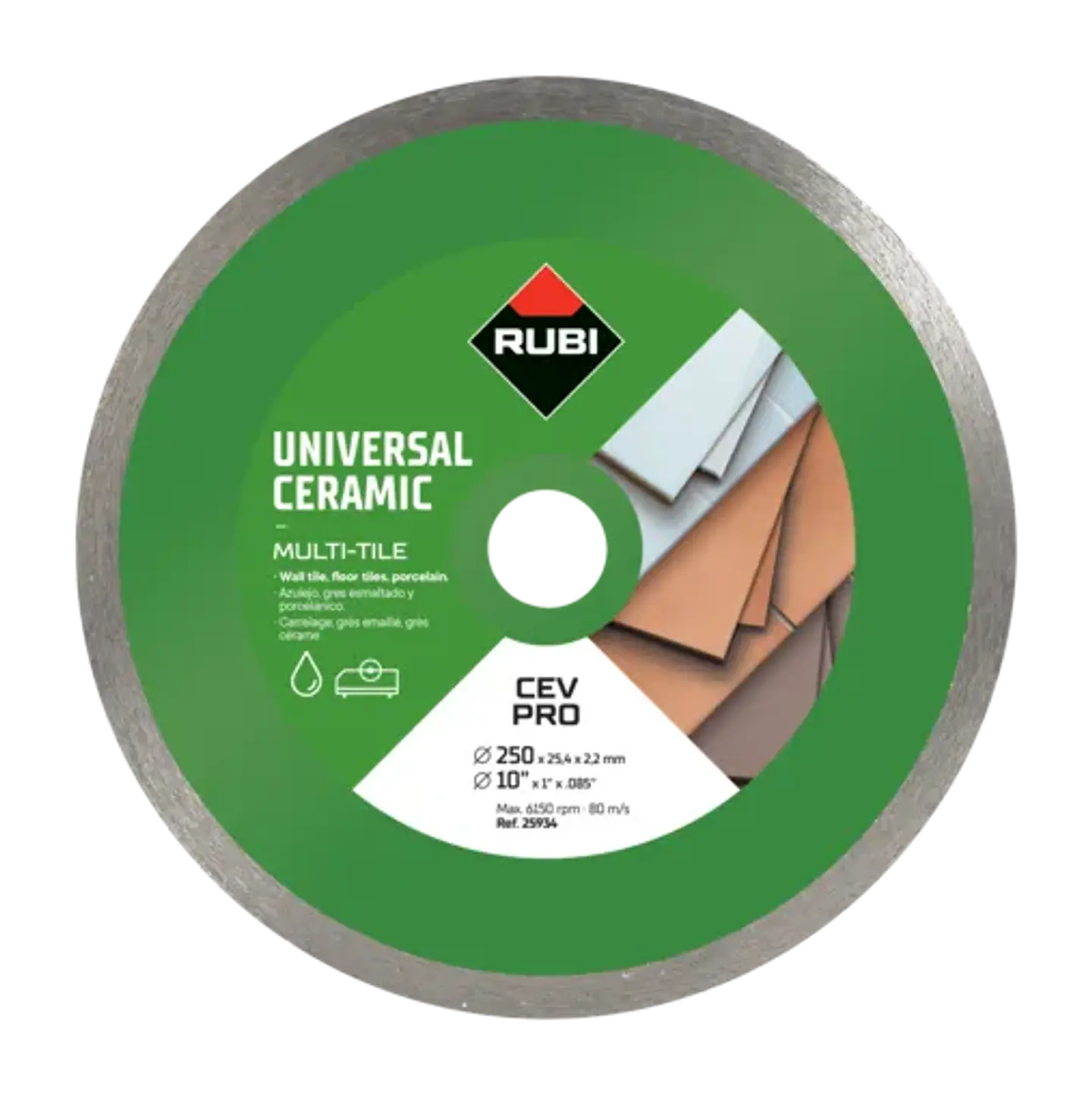 Disco Diamantado Continuo CEV 250 mm Pro para Cerámica · Rubi 2