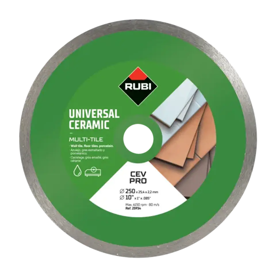 Disco Diamantado Continuo CEV 250 mm Pro para Cerámica · Rubi 2