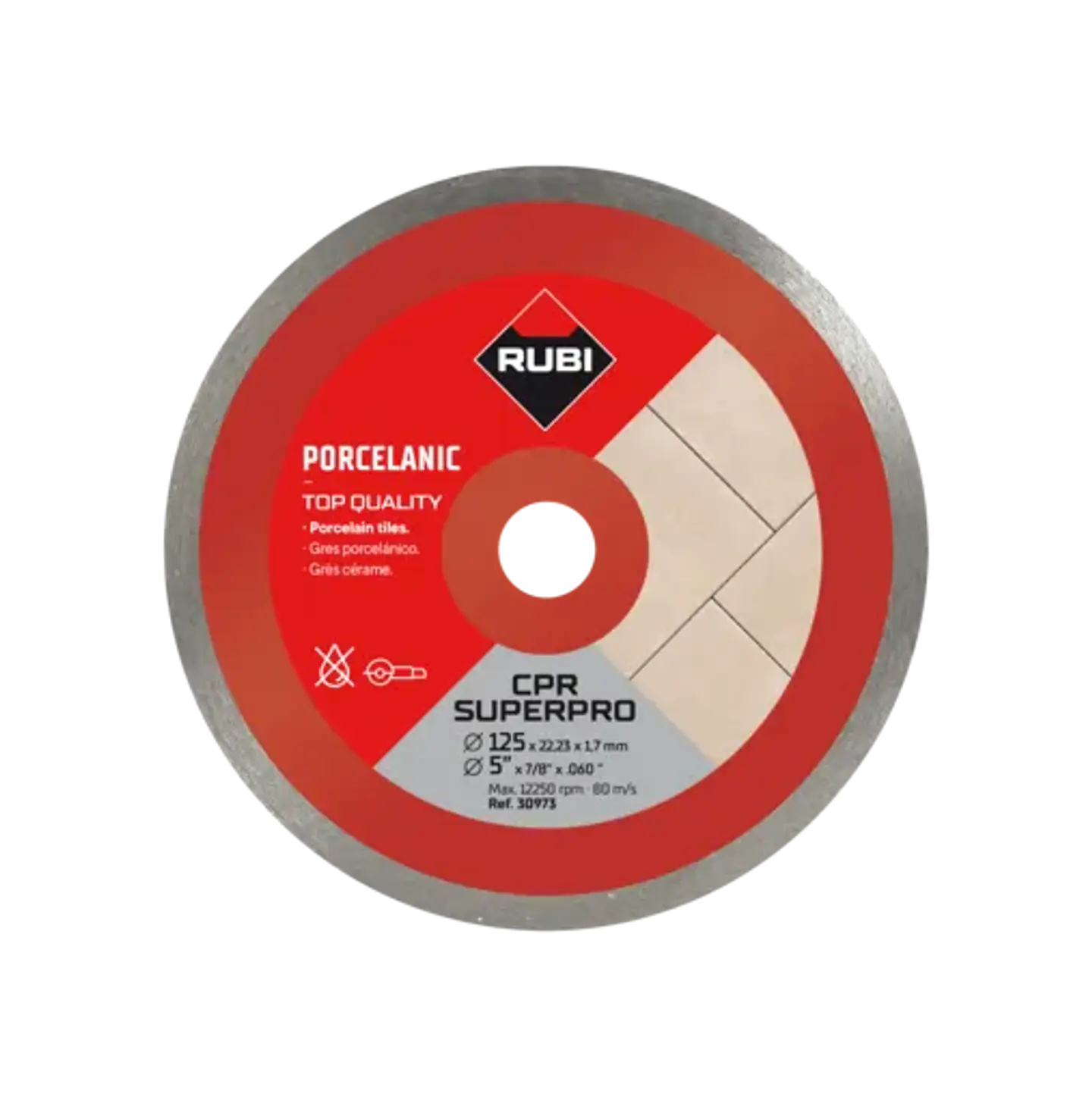 Disco Diamantado Continuo CPR 125 mm Superpro para Porcelanato Corte en Seco · Rubi 2