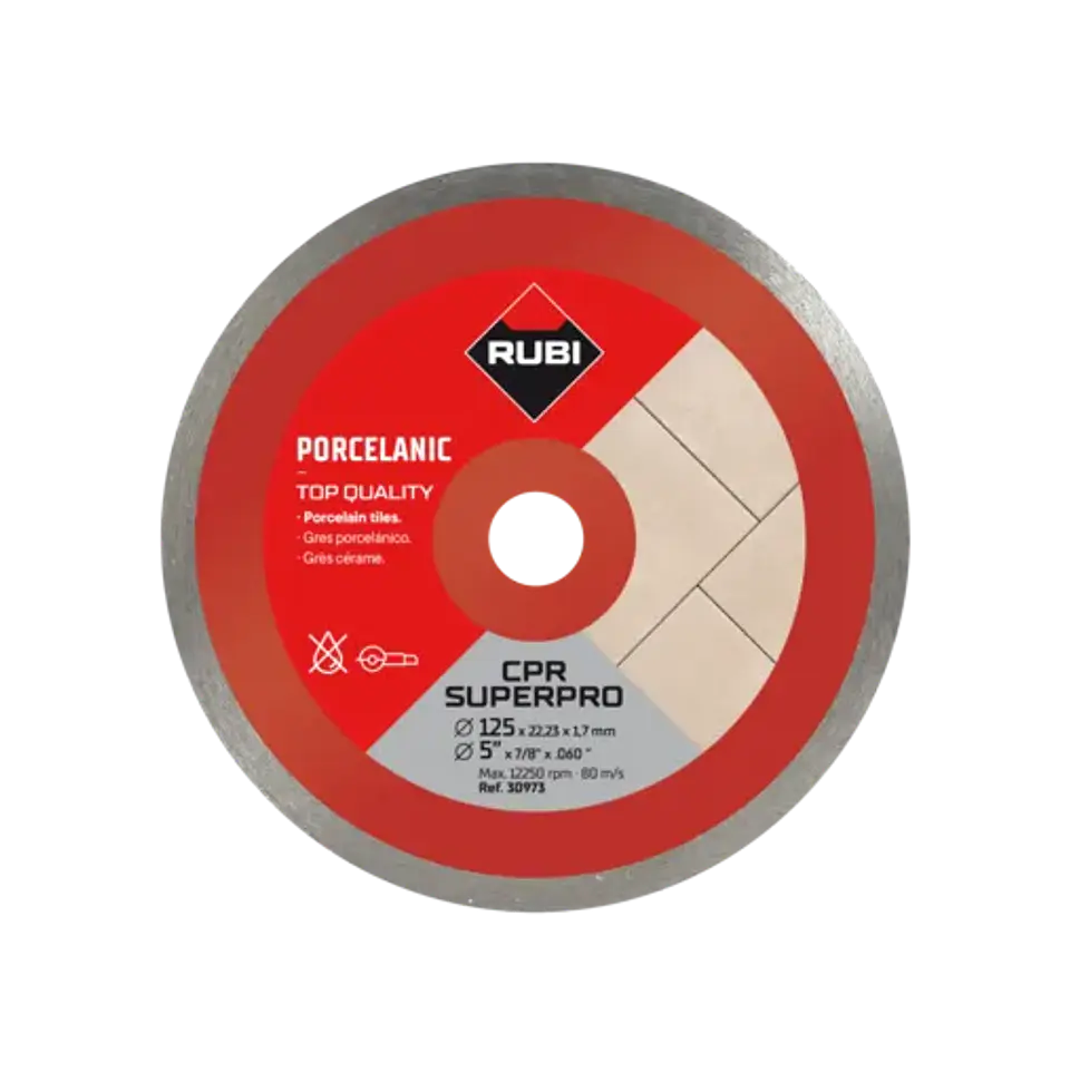 Disco Diamantado Continuo CPR 125 mm Superpro para Porcelanato Corte en Seco · Rubi 2