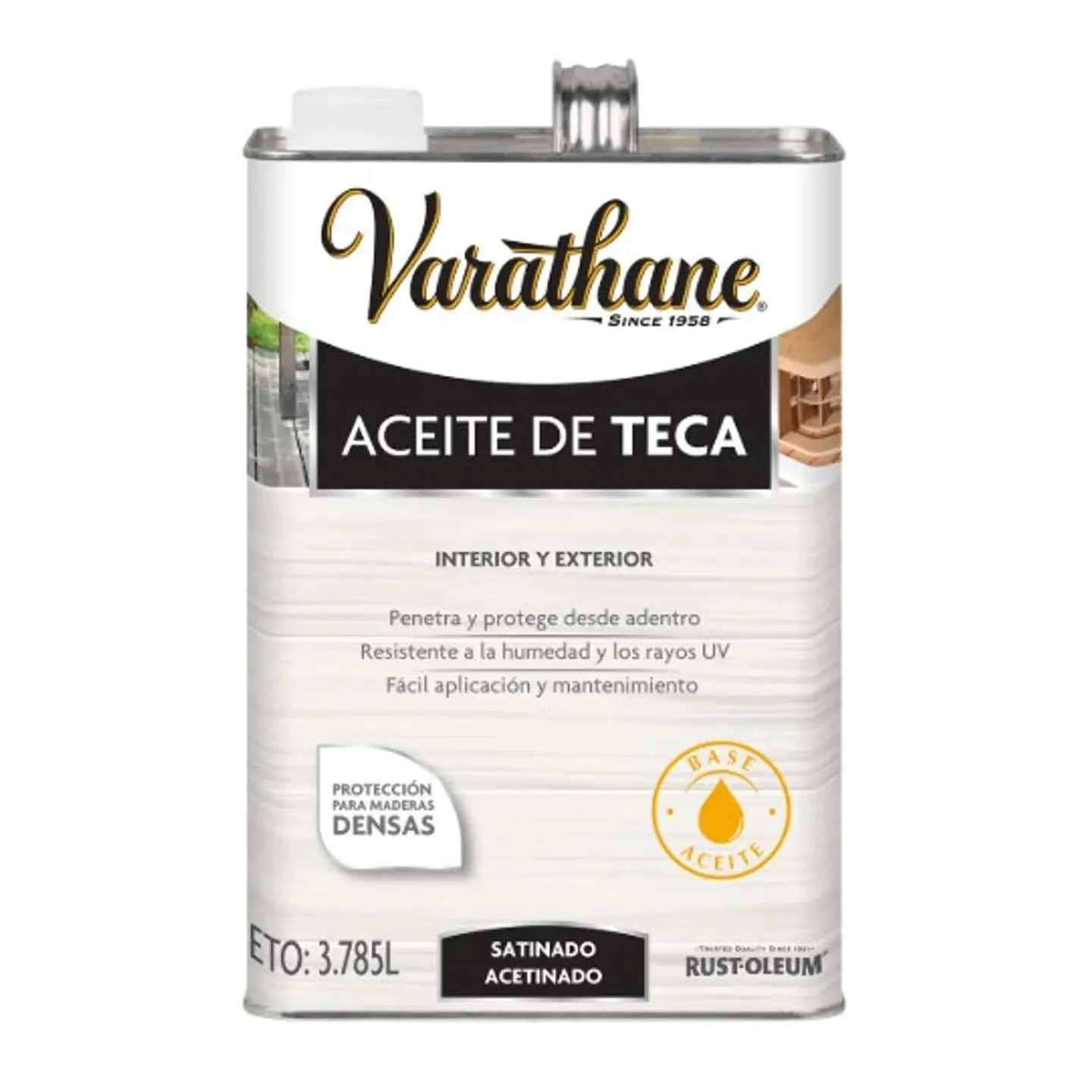 Aceite de Teca Protector para Madera Exterior 3.785 L Varathane Rust-Oleum 1