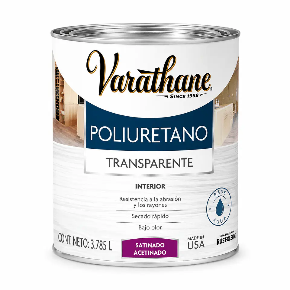 Poliuretano Interior Satinado 3.785 L Varathane Rust-Oleum 1
