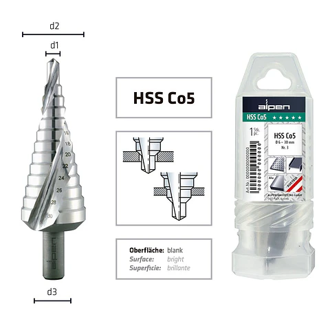 Broca Escalonada para Metal Co5 6 A 37 mm 10 mm HSS Alpen