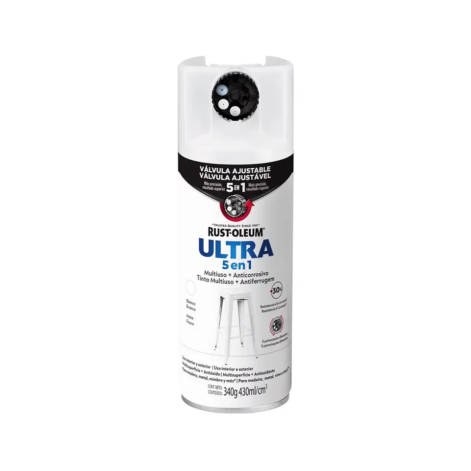 Pintura en Spray Ultra 5 en 1 Multisuperficie Anticorrosiva Blanco Mate 340 g Rust-Oleum 1