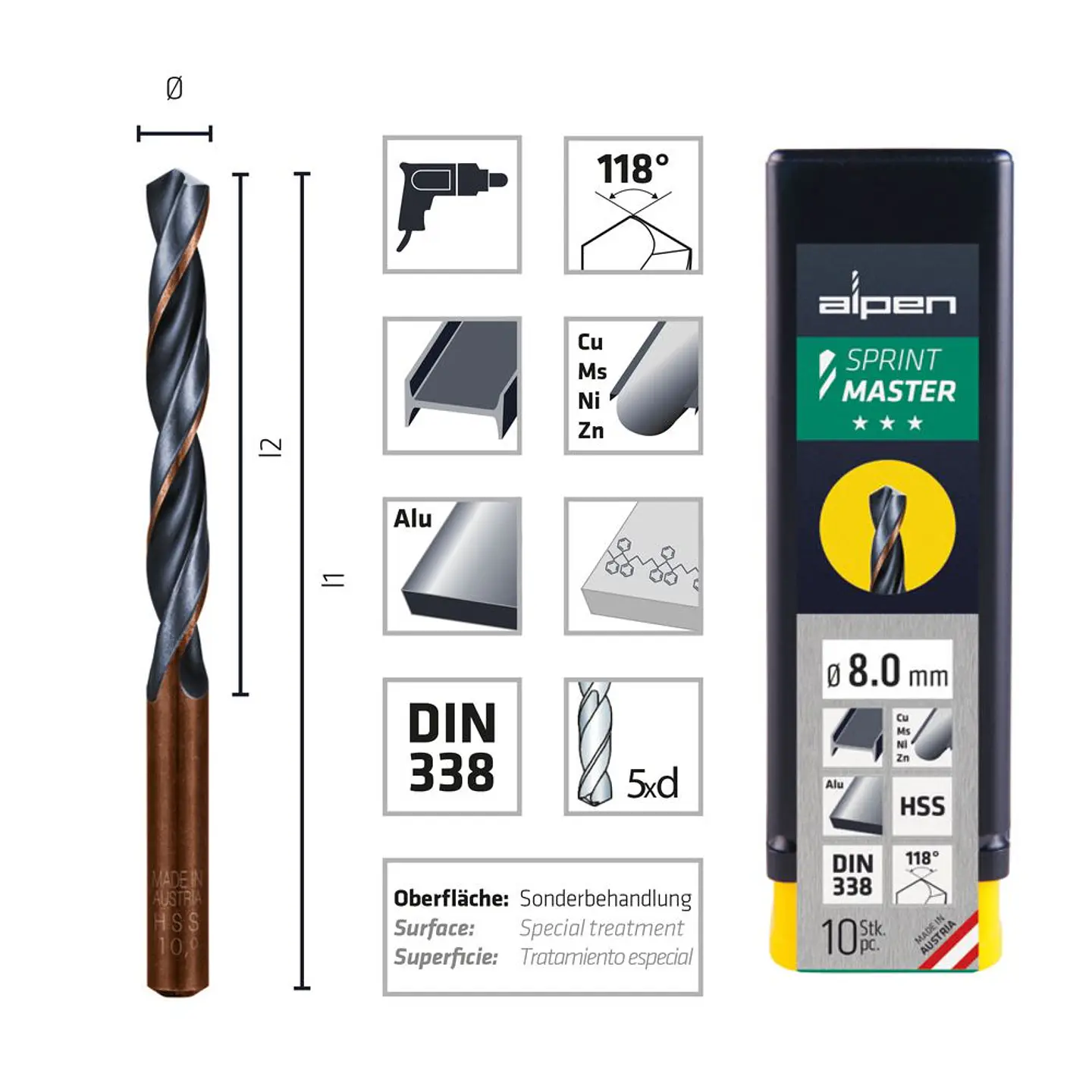 Broca para Metal y Acero 3,5 mm Granel Alpen 4