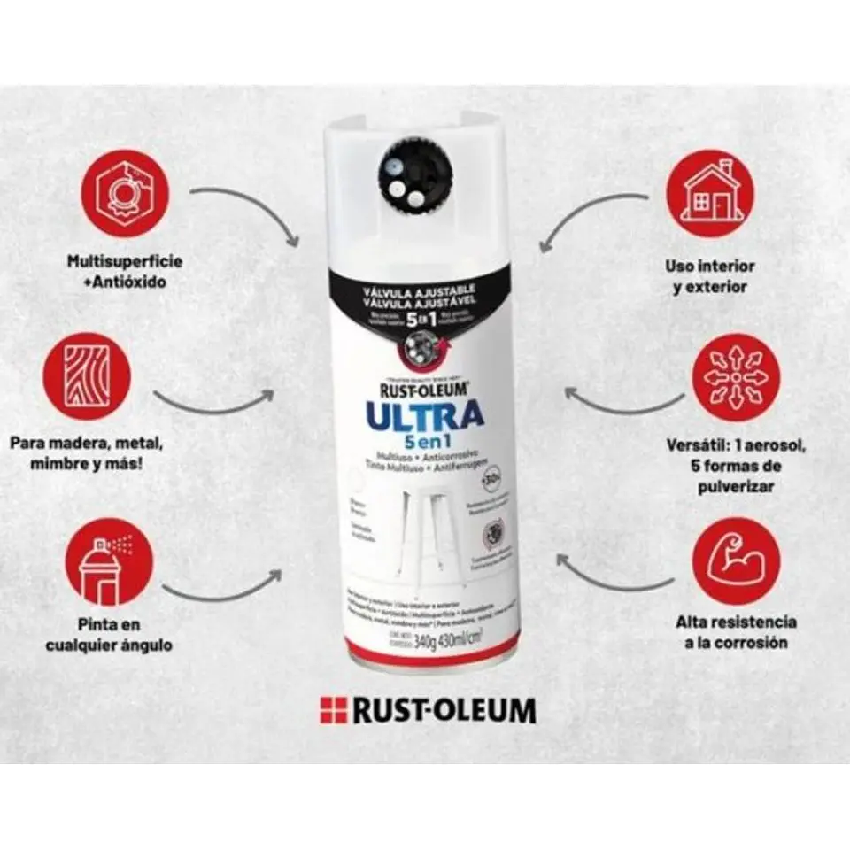 Pintura en Spray Ultra 5 en 1 Multisuperficie Anticorrosiva Almendra Brillante 340 g Rust-Oleum 4