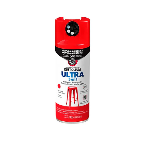 Pintura en Spray Ultra 5 en 1 Multisuperficie Anticorrosiva Rojo Cereza Brillante 340 g Rust-Oleum