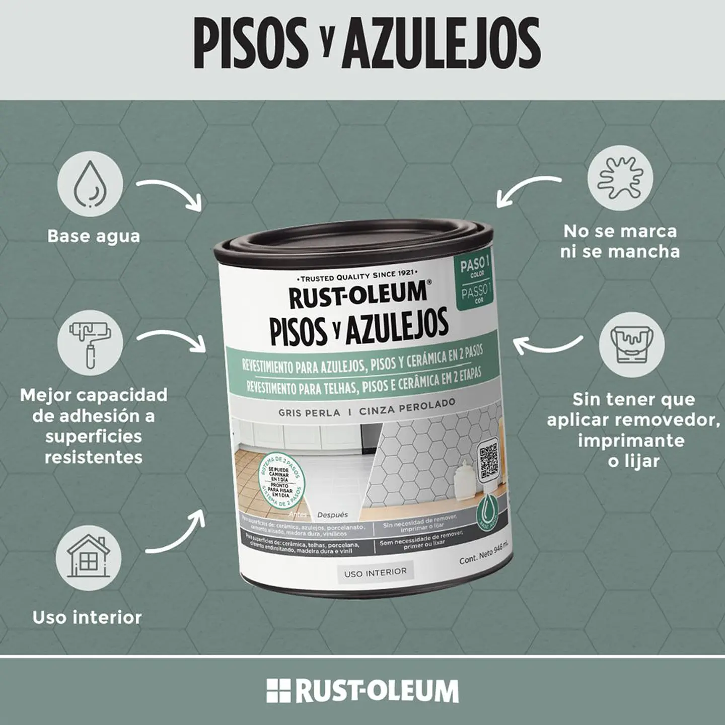 Pintura al Agua para Pisos Blanco 946 mL Rust-Oleum 3