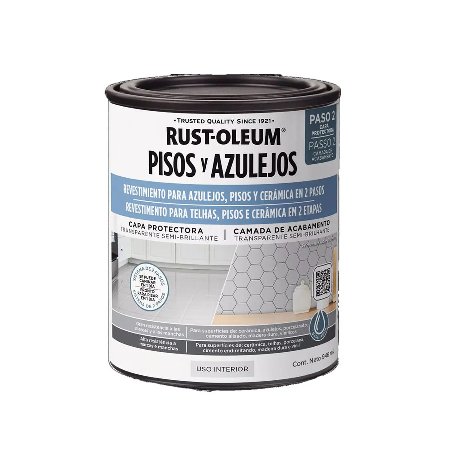 Protector para Pisos y Azulejos Transparente Semi-Brillante 946 ml Rust-Oleum 1