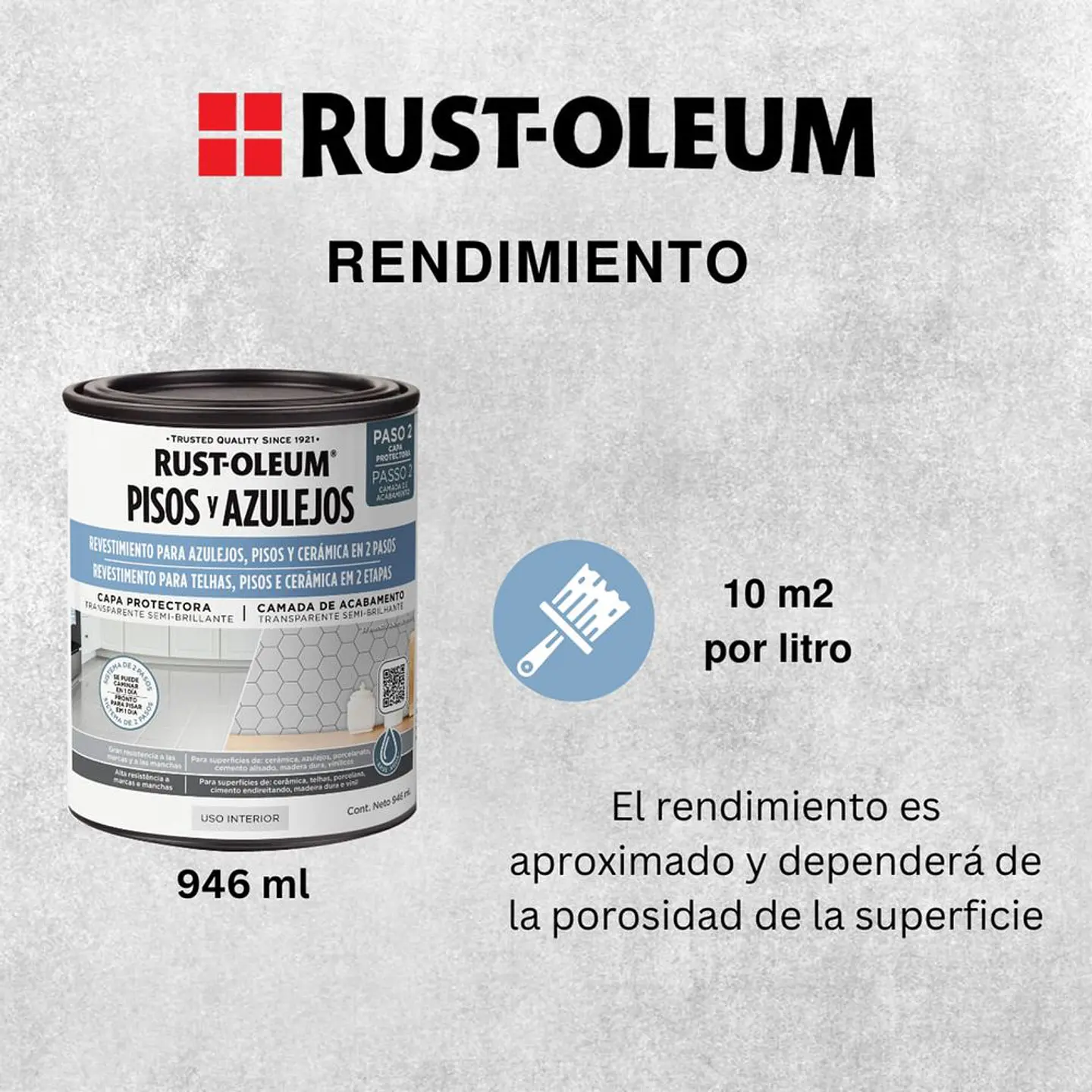 Protector para Pisos y Azulejos Transparente Semi-Brillante 946 ml Rust-Oleum 4