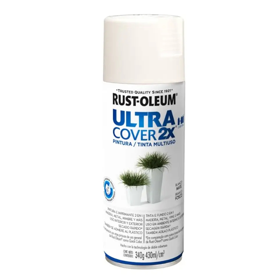 Pintura en Spray Ultra Cover 2X Multiuso Blanco Mate 340 g Rust-Oleum 1