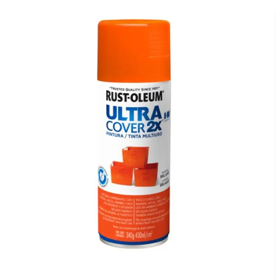 Pintura en Spray Ultra Cover 2X Multiuso Naranja Brillante 340 g Rust-Oleum 1