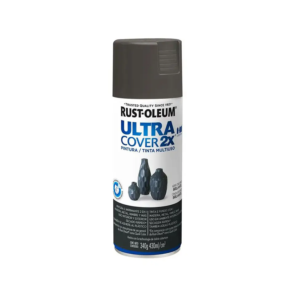 Pintura en Spray Ultra Cover 2X Multiuso Gris Oscuro Brillante 340 g Rust-Oleum 1