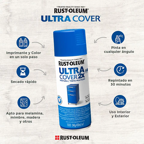 Pintura en Spray Ultra Cover 2X Multiuso Gris Invierno Brillante 340 g Rust-Oleum