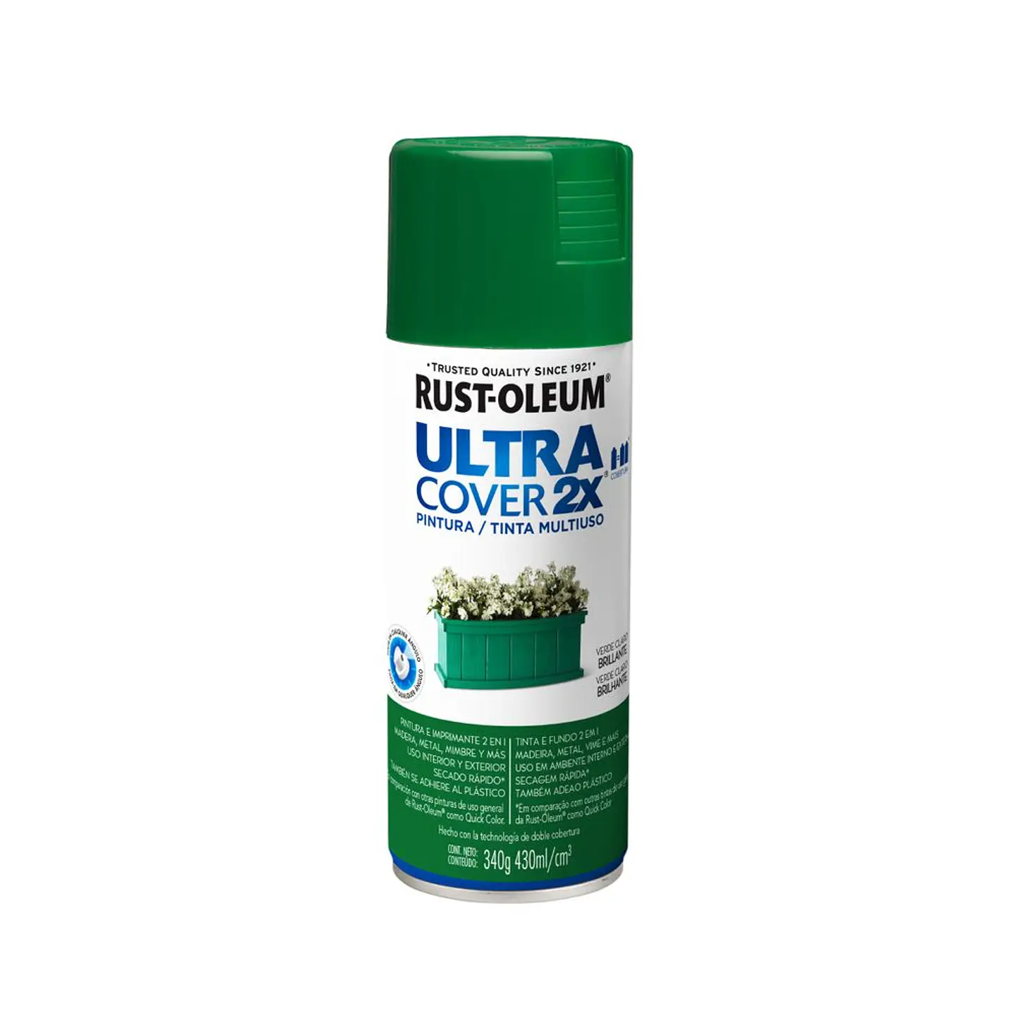 Pintura en Spray Ultra Cover 2X Multiuso Verde Claro Brillante 340 g Rust-Oleum 1