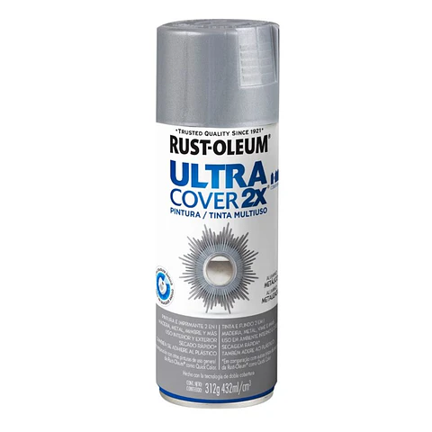 Pintura en Spray Ultra Cover 2X Multiuso Aluminio Metalizado 312 g Rust-Oleum