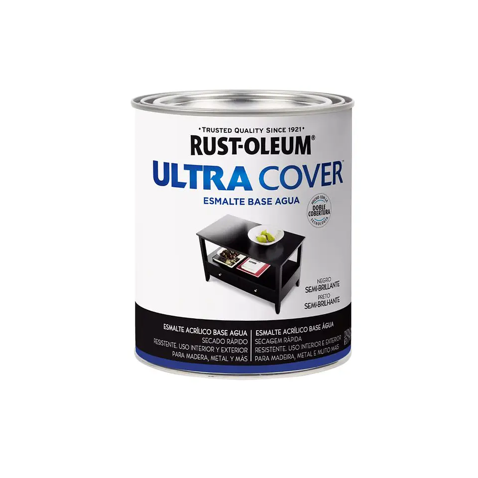 Esmalte al Agua Ultra Cover Brochable Negro Semi Brillante 946 ml Rust-Oleum 1