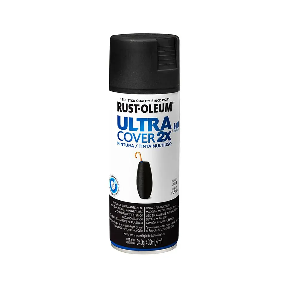 Pintura en Spray Ultra Cover 2X Multiuso Negro Mate 340 g Rust-Oleum 1