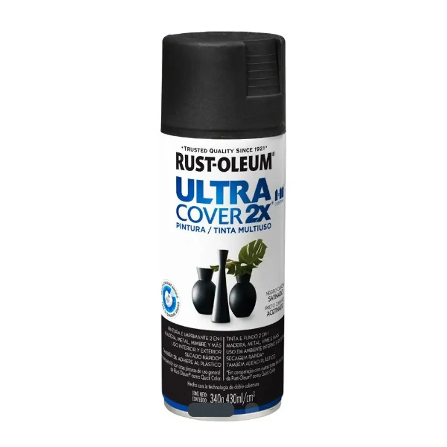 Pintura en Spray Ultra Cover 2X Multiuso Negro Cañón Satinado 340 g Rust-Oleum 1