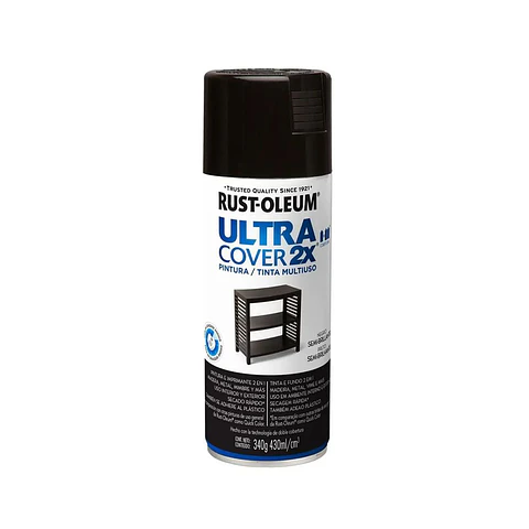 Pintura en Spray Ultra Cover 2X Multiuso Negro Semi Brillante 340 g Rust-Oleum