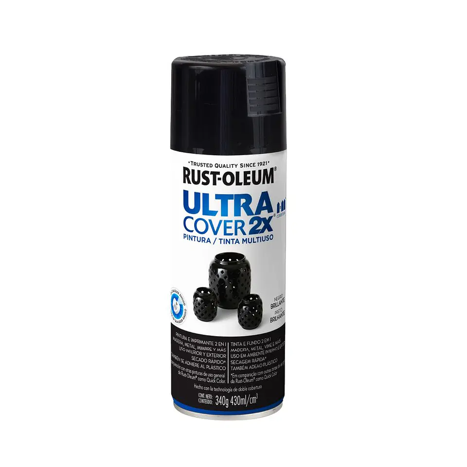 Pintura en Spray Ultra Cover 2X Multiuso Negro Brillante 340 g Rust-Oleum 1