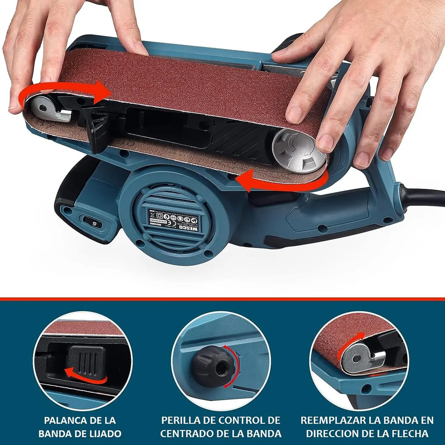 Lijadora de Banda 920W 75x533 mm WS4366 Wesco 4