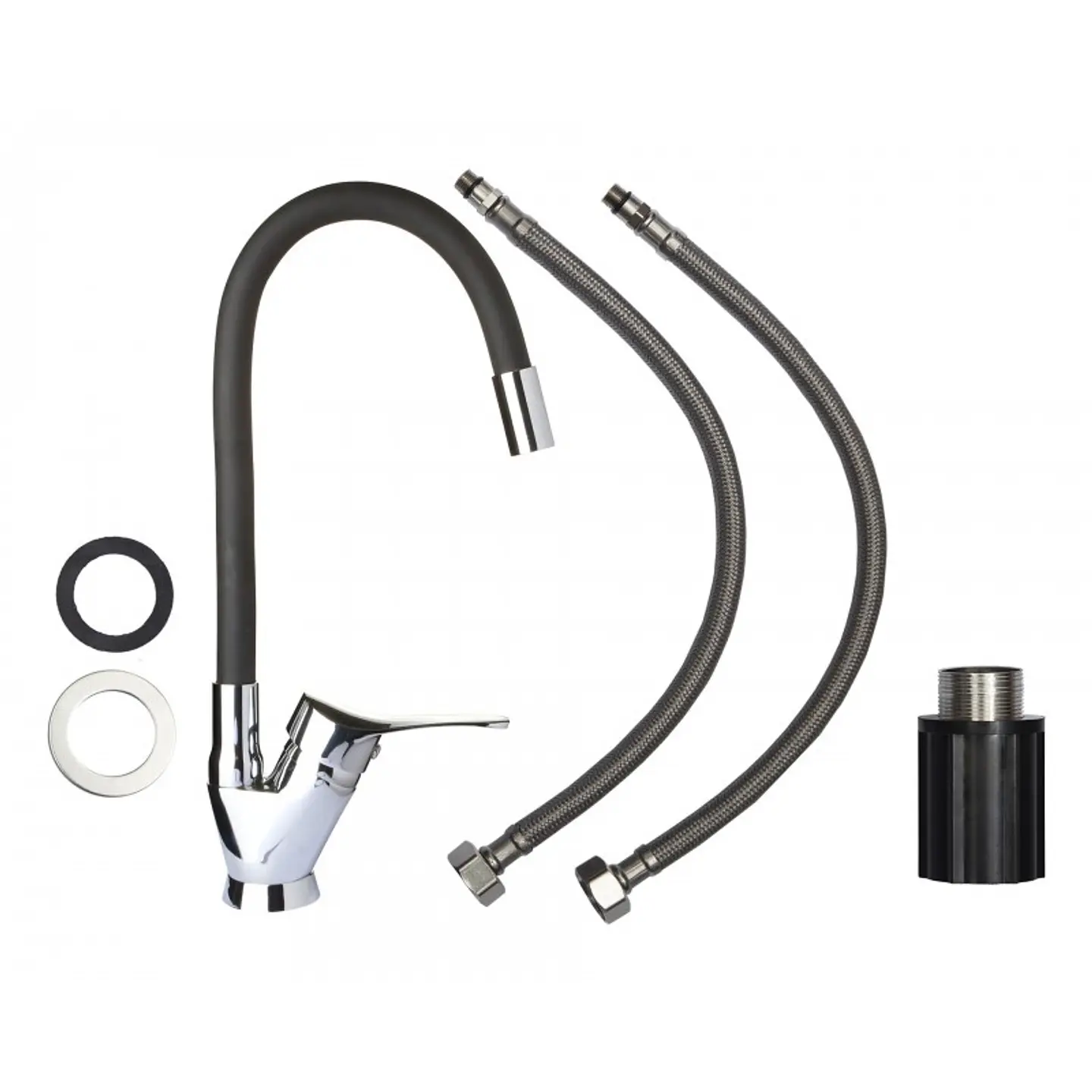 Monomando Lavaplatos Cuello Flexible 50 Cms. Quality Latón Certificado Acople Rápido Hoffens 3