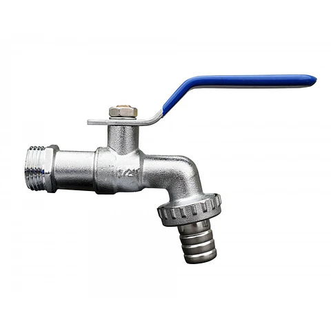 Llave Bola Jardín Latón 1/2" Manilla Azul Certificada Hoffens