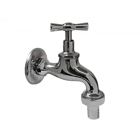 Llave Lavadero HE HE 1/2" x 3/4" Latón Cromado Hoffens
