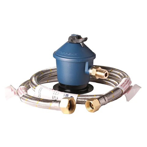 Kit Regulador de Gas Licuado Mas Flexible Gas 1/2" x 3/8" x 1 Metro Hoffens