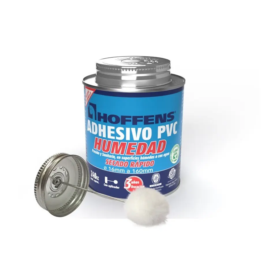 Adhesivo PVC Hoffens 120 C.c. Lata con Aplicador Low Voc 2