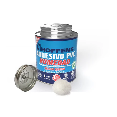 Adhesivo PVC Hoffens 240 C.c. Humedad Lata con Aplicador Low Voc