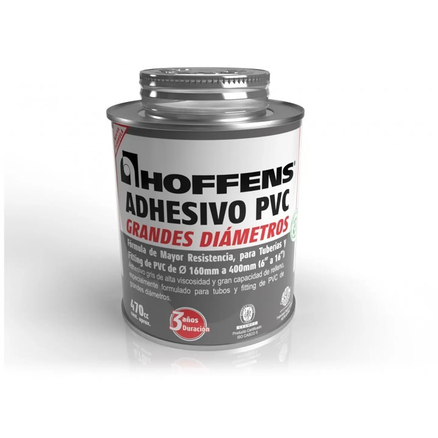 Adhesivo PVC Hoffens 470 C.c. Grandes Diametros Lata con Aplicador Low Voc 1