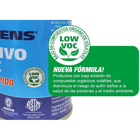Adhesivo PVC Hoffens 240 C.c. Secado Rapido Lata con Aplicador Low Voc
