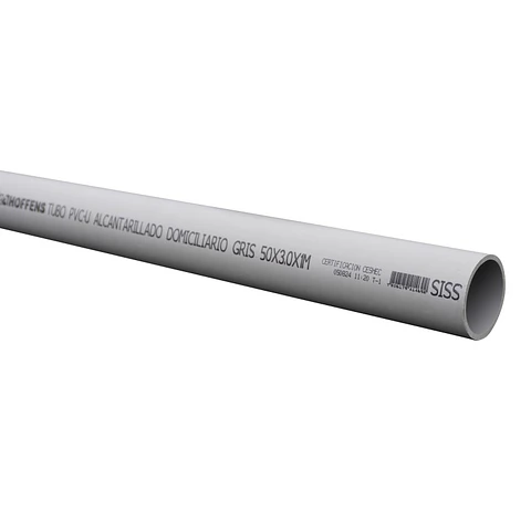 Tubo PVC-U Alcantarillado Gris 50 mm x 3 mts Nch 1779:2017 Hoffens