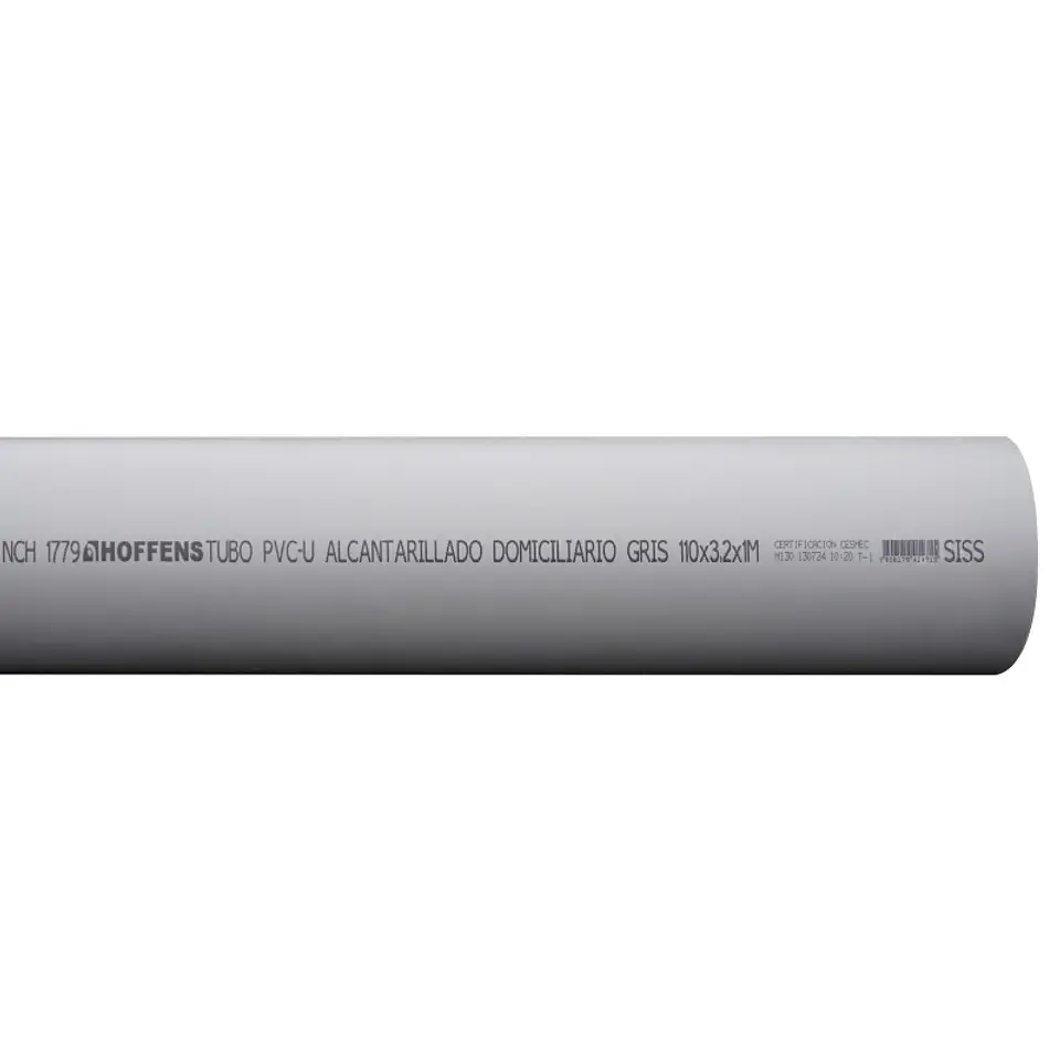 Tubo PVC-U Alcantarillado Gris 50 mm x 6 mts Nch 1779:2017 Hoffens 3